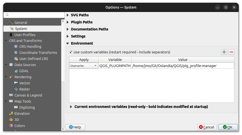 QGIS - Add QGIS_PLUGINPATH environment variable in profile settings